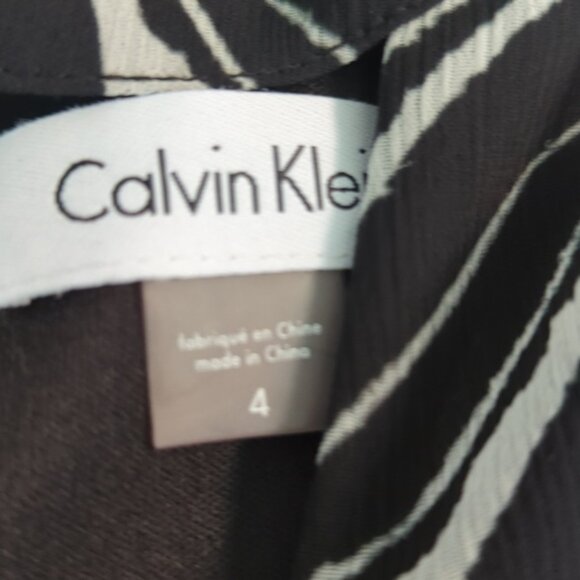 Calvin Klein choker chiffon abstract print shift dress - Picture 5 of 5